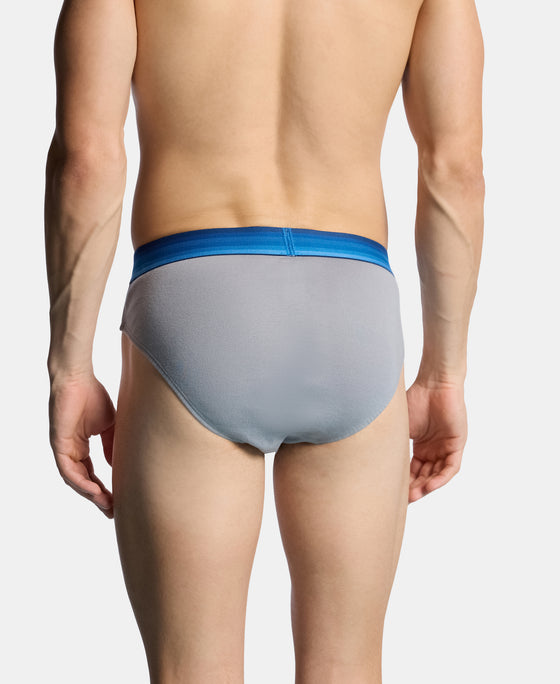 Super Combed Cotton Rib Solid Brief with Ultrasoft Waistband & StayFresh Treatment - Weathervane & Moon Beam (Pack of 2)