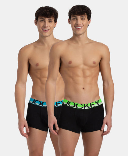 Super Combed Cotton Rib Solid Trunk with Ultrasoft Waistband - New Black (Pack of 2)