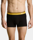 Super Combed Cotton Rib Solid Trunk with Ultrasoft Waistband - Black & Mustard
