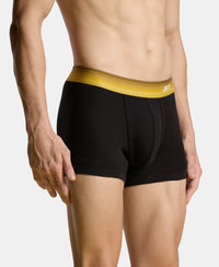 Super Combed Cotton Rib Solid Trunk with Ultrasoft Waistband - Black & Mustard