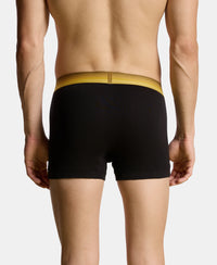 Super Combed Cotton Rib Solid Trunk with Ultrasoft Waistband - Black & Mustard