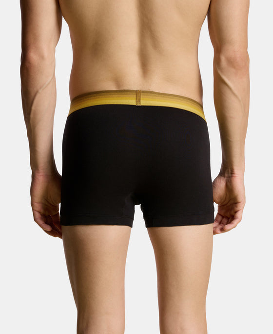 Super Combed Cotton Rib Solid Trunk with Ultrasoft Waistband - Black & Mustard