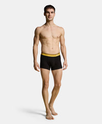 Super Combed Cotton Rib Solid Trunk with Ultrasoft Waistband - Black & Mustard