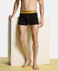Super Combed Cotton Rib Solid Trunk with Ultrasoft Waistband - Black & Mustard