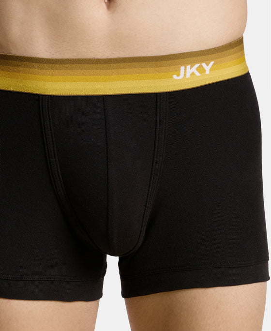 Super Combed Cotton Rib Solid Trunk with Ultrasoft Waistband - Black & Mustard