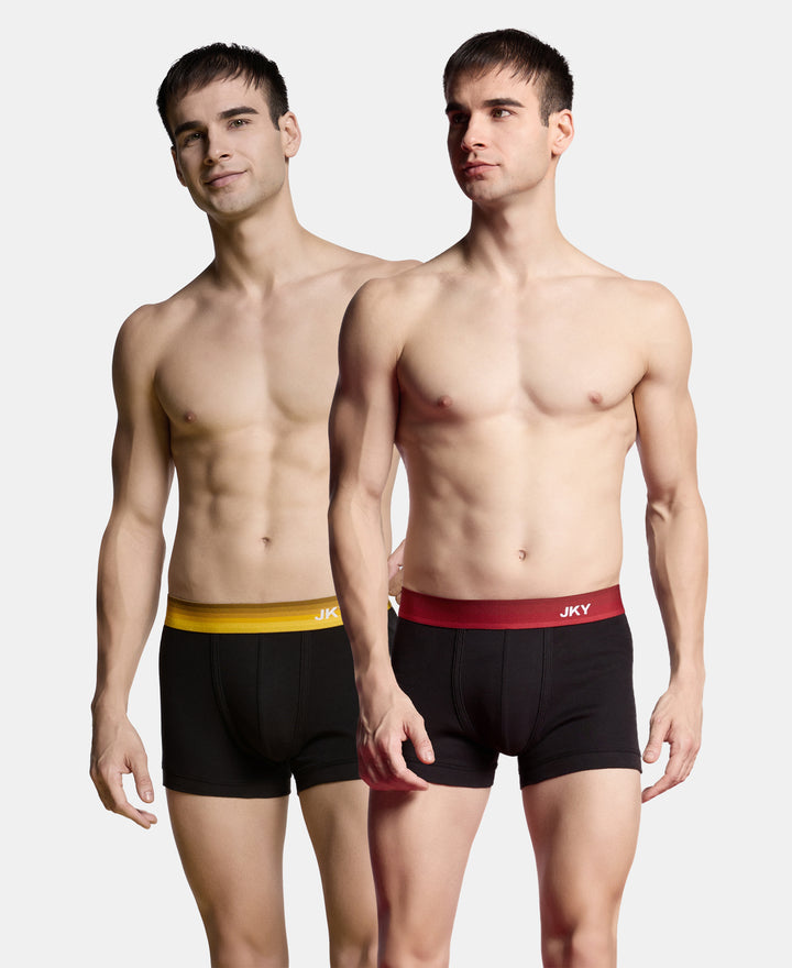 Super Combed Cotton Rib Solid Trunk with Ultrasoft Waistband - Black (Pack of 2)