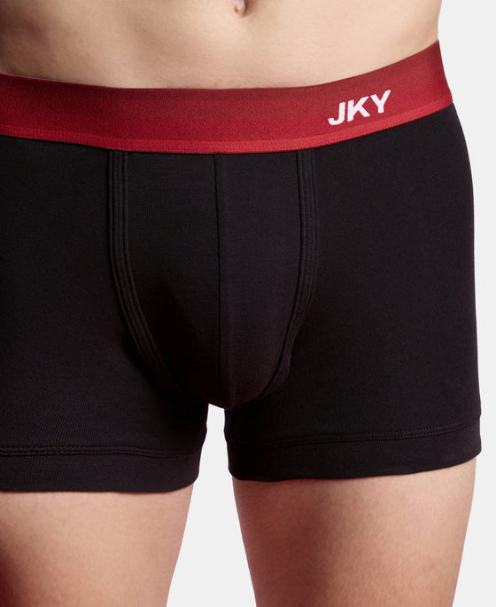 Super Combed Cotton Rib Solid Trunk with Ultrasoft Waistband - Black (Pack of 2)