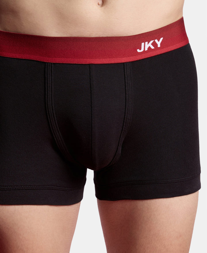 Super Combed Cotton Rib Solid Trunk with Ultrasoft Waistband - Black (Pack of 2)