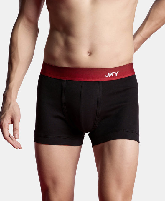 Super Combed Cotton Rib Solid Trunk with Ultrasoft Waistband - Black (Pack of 2)