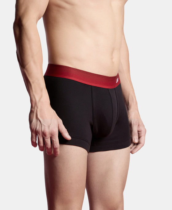 Super Combed Cotton Rib Solid Trunk with Ultrasoft Waistband - Black (Pack of 2)