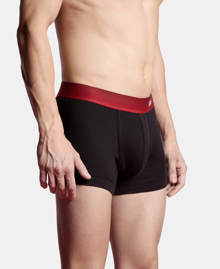 Super Combed Cotton Rib Solid Trunk with Ultrasoft Waistband - Black (Pack of 2)