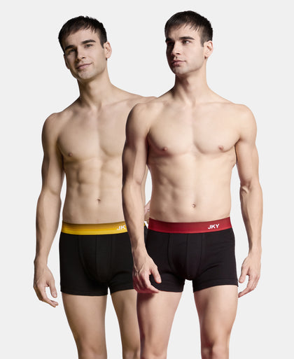 Super Combed Cotton Rib Solid Trunk with Ultrasoft Waistband - Black (Pack of 2)