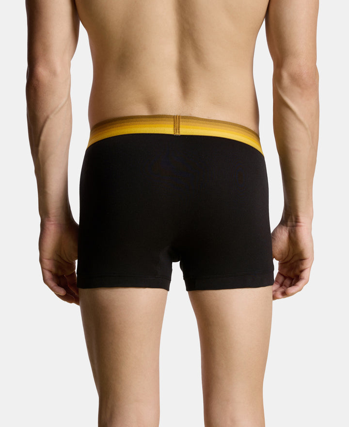 Super Combed Cotton Rib Solid Trunk with Ultrasoft Waistband - Black (Pack of 2)