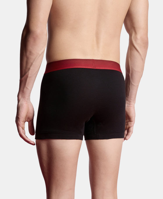 Super Combed Cotton Rib Solid Trunk with Ultrasoft Waistband - Black (Pack of 2)