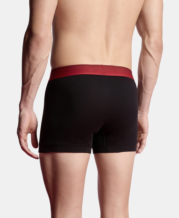 Super Combed Cotton Rib Solid Trunk with Ultrasoft Waistband - Black (Pack of 2)