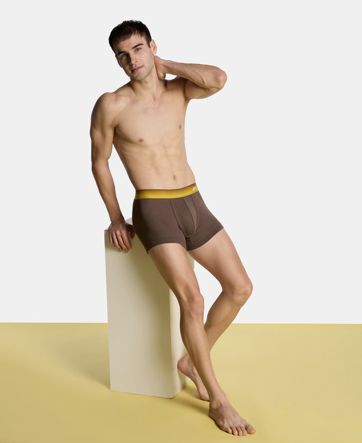 Super Combed Cotton Rib Solid Trunk with Ultrasoft Waistband - Major Brown