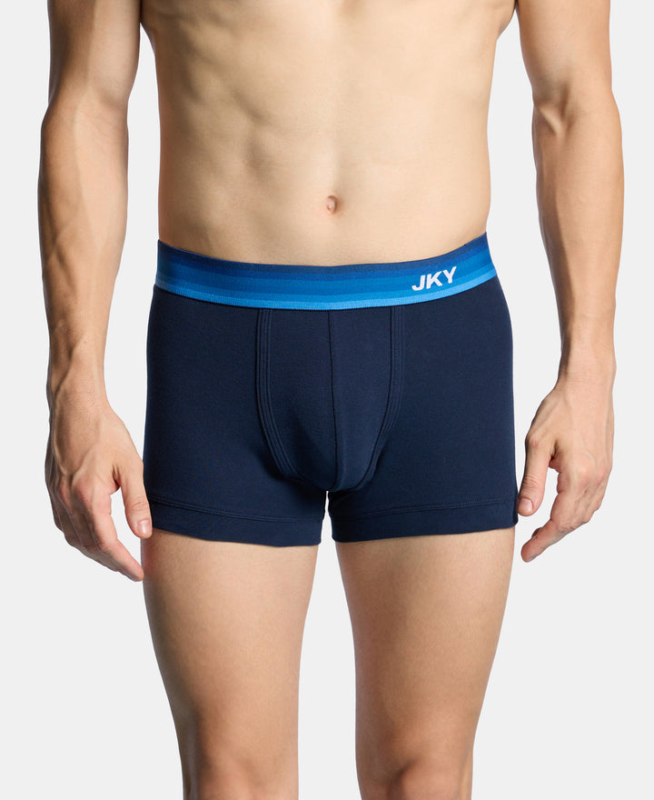 Super Combed Cotton Rib Solid Trunk with Ultrasoft Waistband - Navy & Blue