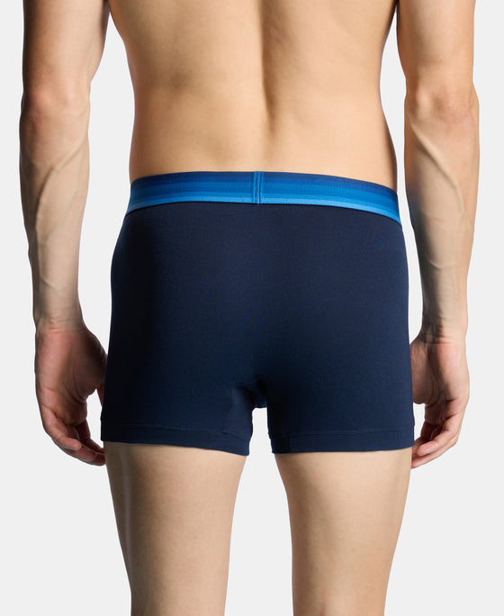 Super Combed Cotton Rib Solid Trunk with Ultrasoft Waistband - Navy & Blue