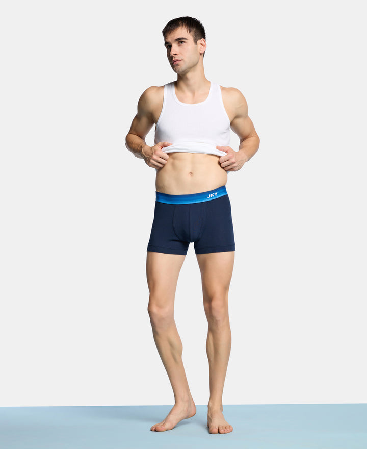 Super Combed Cotton Rib Solid Trunk with Ultrasoft Waistband - Navy & Blue