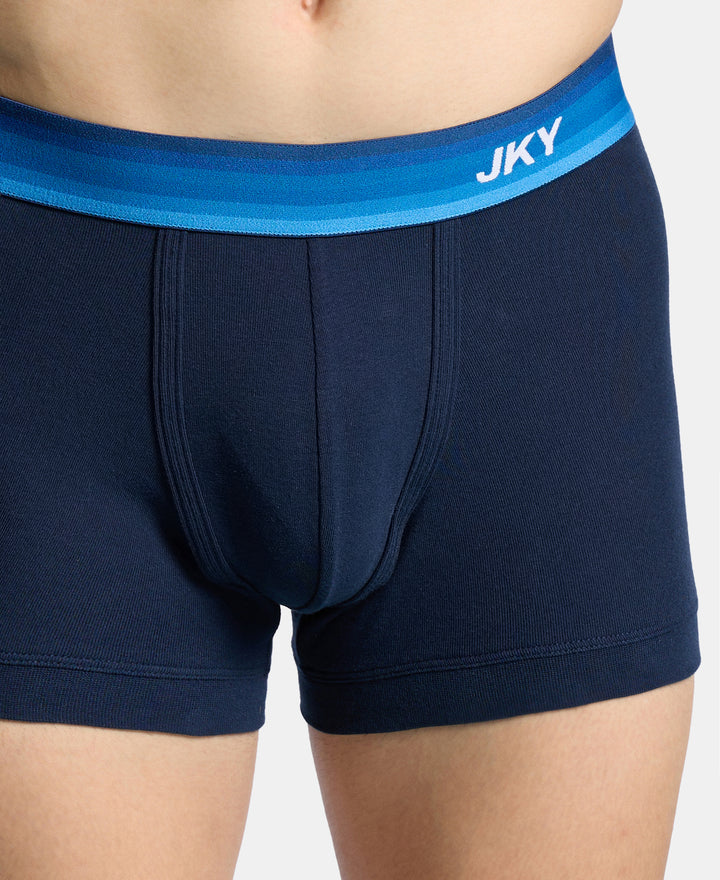 Super Combed Cotton Rib Solid Trunk with Ultrasoft Waistband - Navy & Blue
