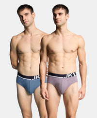 Super Combed Cotton Solid Brief with Ultrasoft Waistband and StayFresh Treatment - Bering Sea & Grey Ridge (Pack of 2)