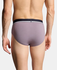 Super Combed Cotton Solid Brief with Ultrasoft Waistband and StayFresh Treatment - Bering Sea & Grey Ridge (Pack of 2)