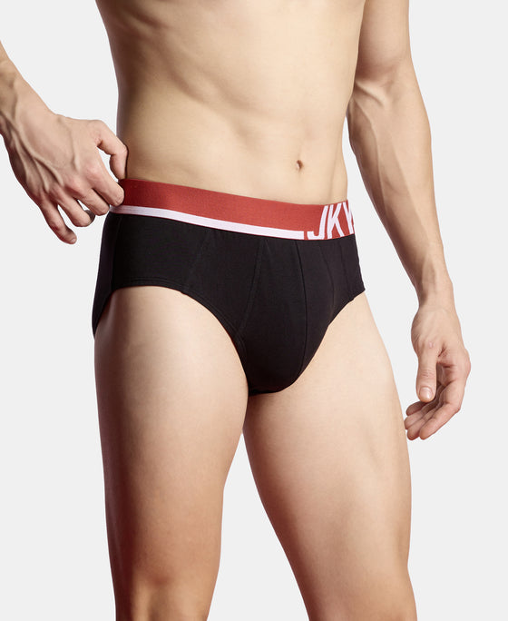 Super Combed Cotton Solid Brief with Ultrasoft Waistband and StayFresh Treatment - Black