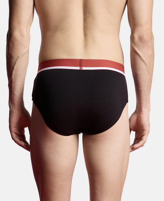 Super Combed Cotton Solid Brief with Ultrasoft Waistband and StayFresh Treatment - Black