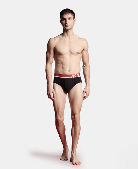 Super Combed Cotton Solid Brief with Ultrasoft Waistband and StayFresh Treatment - Black