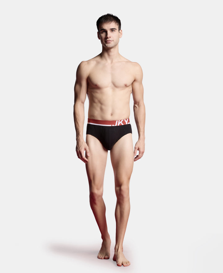 Super Combed Cotton Solid Brief with Ultrasoft Waistband and StayFresh Treatment - Black