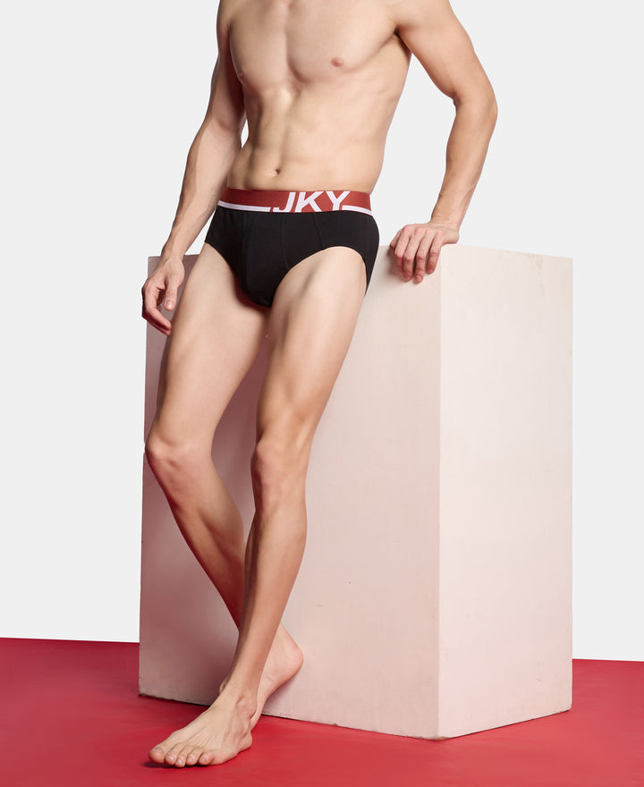 Super Combed Cotton Solid Brief with Ultrasoft Waistband and StayFresh Treatment - Black