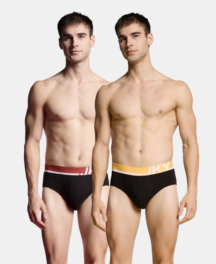 Super Combed Cotton Solid Brief with Ultrasoft Waistband and StayFresh Treatment - Black (Pack of 2)
