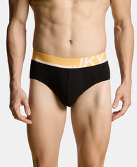 Super Combed Cotton Solid Brief with Ultrasoft Waistband and StayFresh Treatment - Black (Pack of 2)