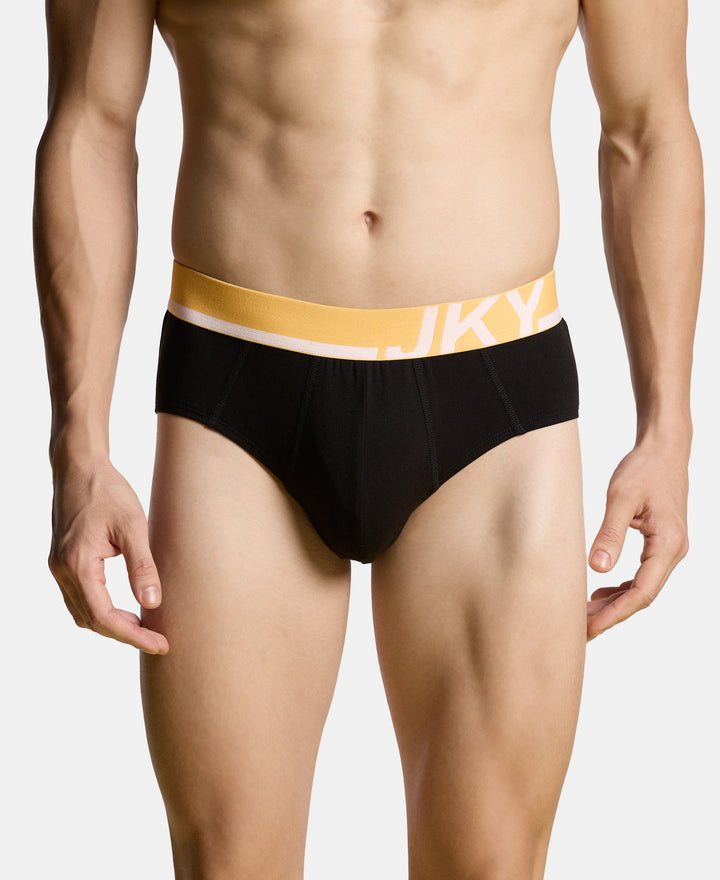 Super Combed Cotton Solid Brief with Ultrasoft Waistband and StayFresh Treatment - Black (Pack of 2)