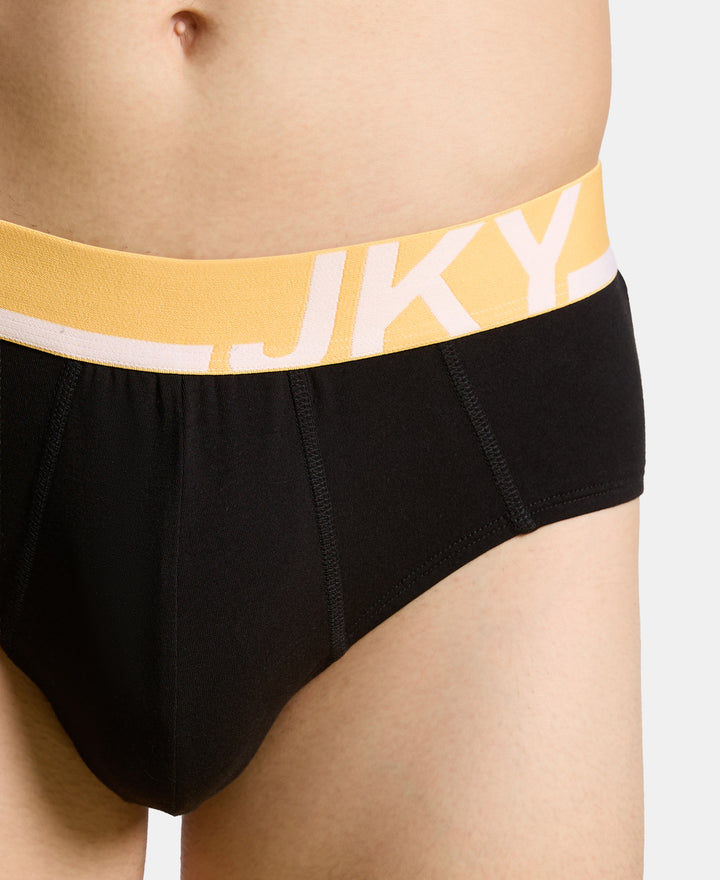 Super Combed Cotton Solid Brief with Ultrasoft Waistband and StayFresh Treatment - Black (Pack of 2)