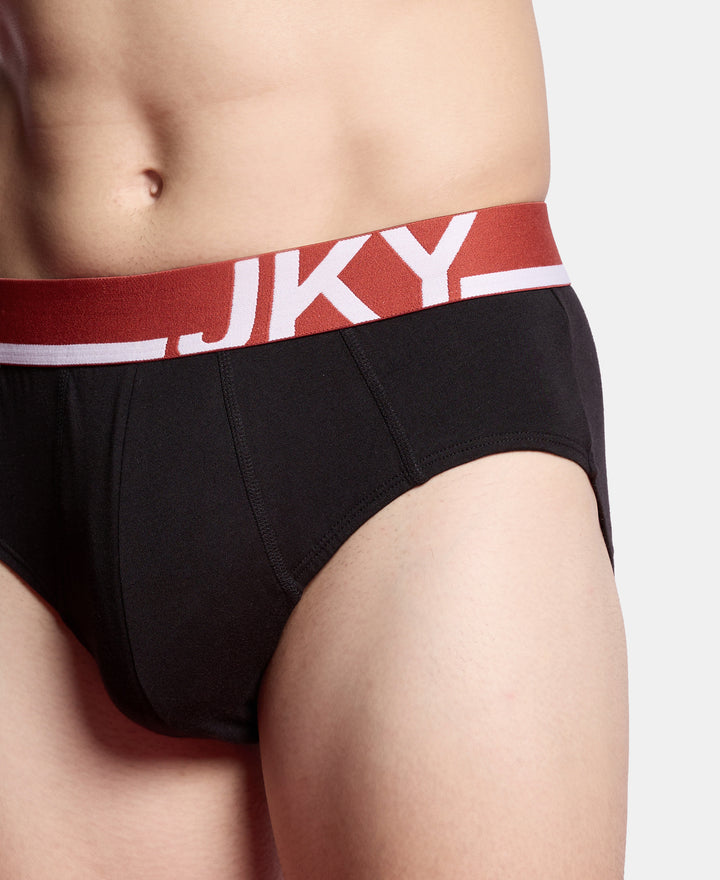 Super Combed Cotton Solid Brief with Ultrasoft Waistband and StayFresh Treatment - Black (Pack of 2)