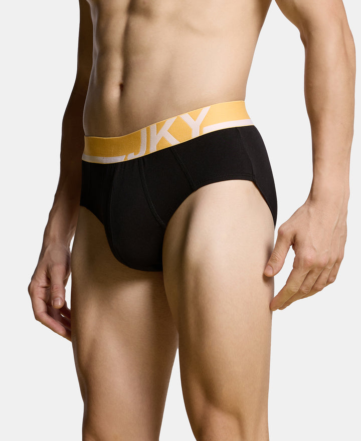 Super Combed Cotton Solid Brief with Ultrasoft Waistband and StayFresh Treatment - Black (Pack of 2)