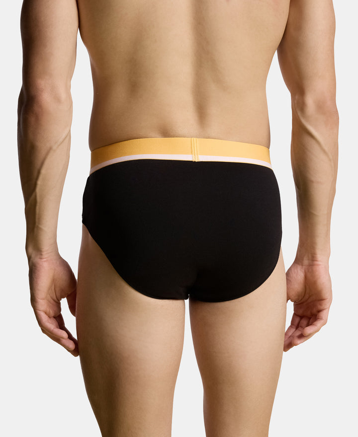 Super Combed Cotton Solid Brief with Ultrasoft Waistband and StayFresh Treatment - Black (Pack of 2)
