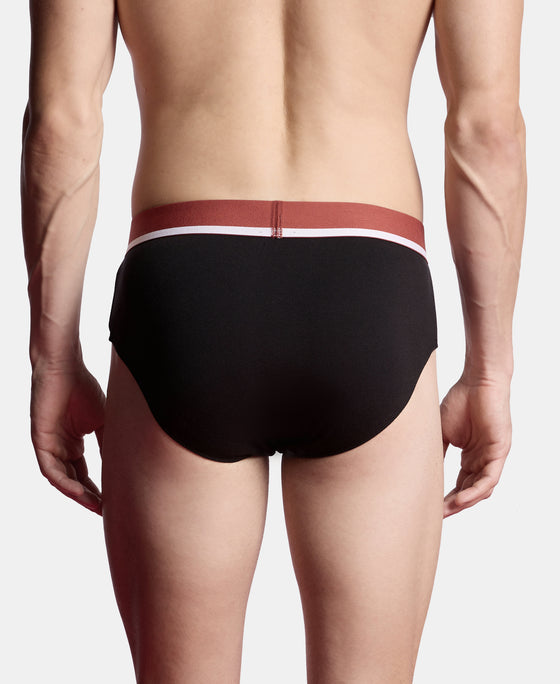 Super Combed Cotton Solid Brief with Ultrasoft Waistband and StayFresh Treatment - Black (Pack of 2)