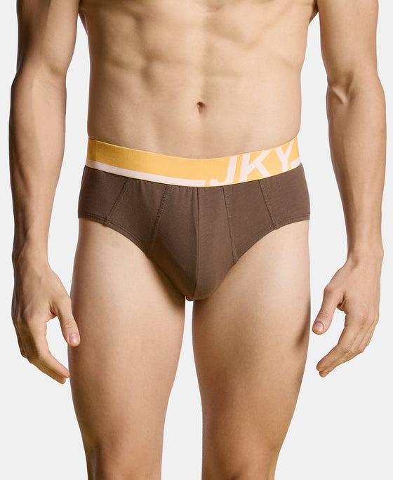 Super Combed Cotton Solid Brief with Ultrasoft Waistband and StayFresh Treatment - Major Brown & Moon Beam (Pack of 2)