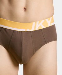Super Combed Cotton Solid Brief with Ultrasoft Waistband and StayFresh Treatment - Major Brown & Moon Beam (Pack of 2)