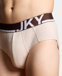 Super Combed Cotton Solid Brief with Ultrasoft Waistband and StayFresh Treatment - Major Brown & Moon Beam (Pack of 2)