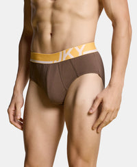 Super Combed Cotton Solid Brief with Ultrasoft Waistband and StayFresh Treatment - Major Brown & Moon Beam (Pack of 2)