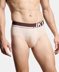 Super Combed Cotton Solid Brief with Ultrasoft Waistband and StayFresh Treatment - Major Brown & Moon Beam (Pack of 2)