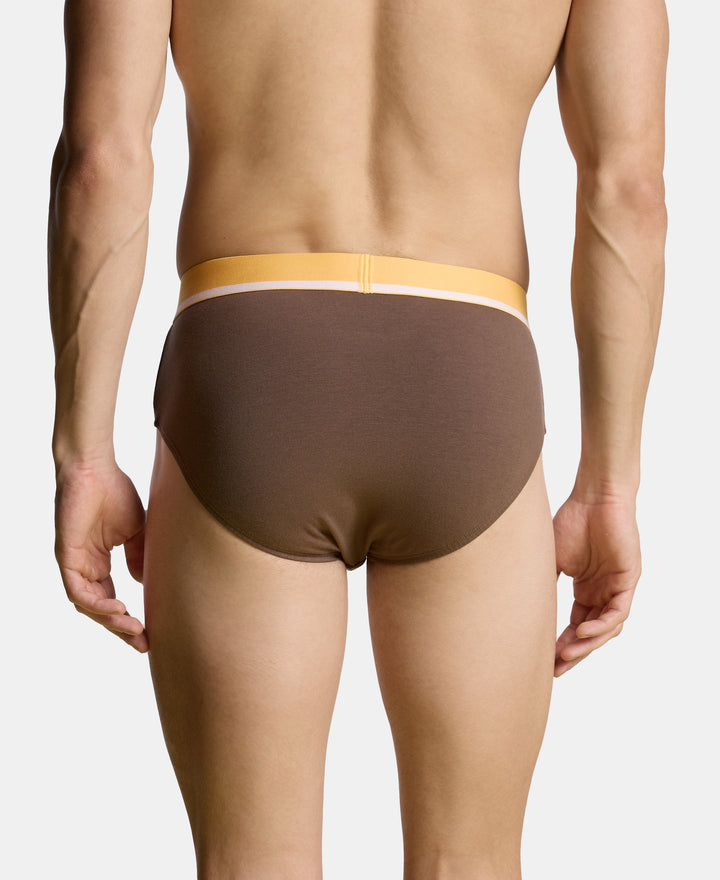 Super Combed Cotton Solid Brief with Ultrasoft Waistband and StayFresh Treatment - Major Brown & Moon Beam (Pack of 2)