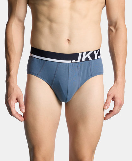 Super Combed Cotton Solid Brief with Ultrasoft Waistband and StayFresh Treatment - Bering Sea