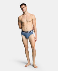 Super Combed Cotton Solid Brief with Ultrasoft Waistband and StayFresh Treatment - Bering Sea, Navy & White