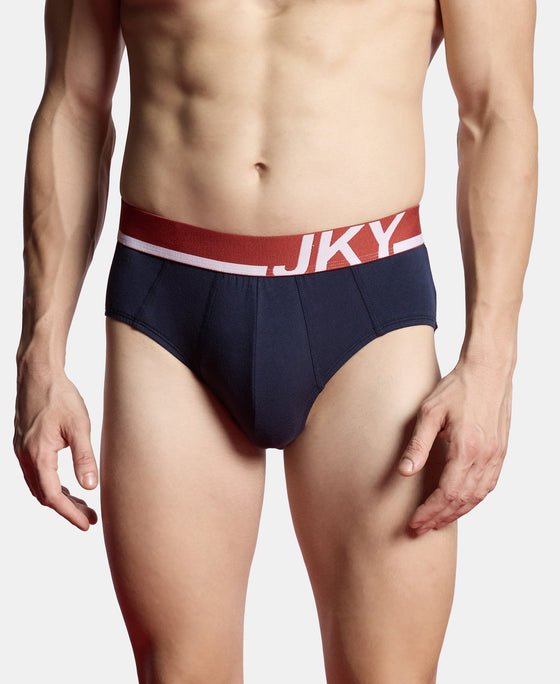 Super Combed Cotton Solid Brief with Ultrasoft Waistband and StayFresh Treatment - Navy (Pack of 2)