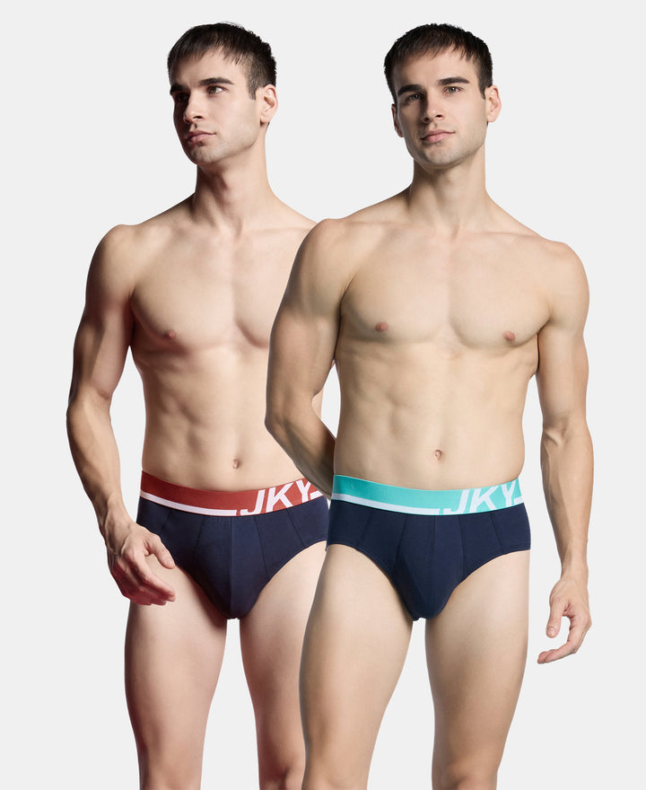 Super Combed Cotton Solid Brief with Ultrasoft Waistband and StayFresh Treatment - Navy (Pack of 2)