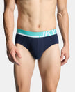 Super Combed Cotton Solid Brief with Ultrasoft Waistband and StayFresh Treatment - Navy, Turquoise & White
